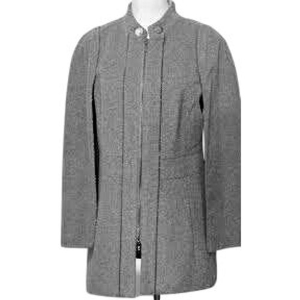White House Black Market Gray Bell Sleeve Zip Front Wool Blend Jacket Large NWT